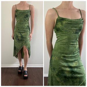 Vintage Y2K Green Dress, 00s Green Fairy Slip